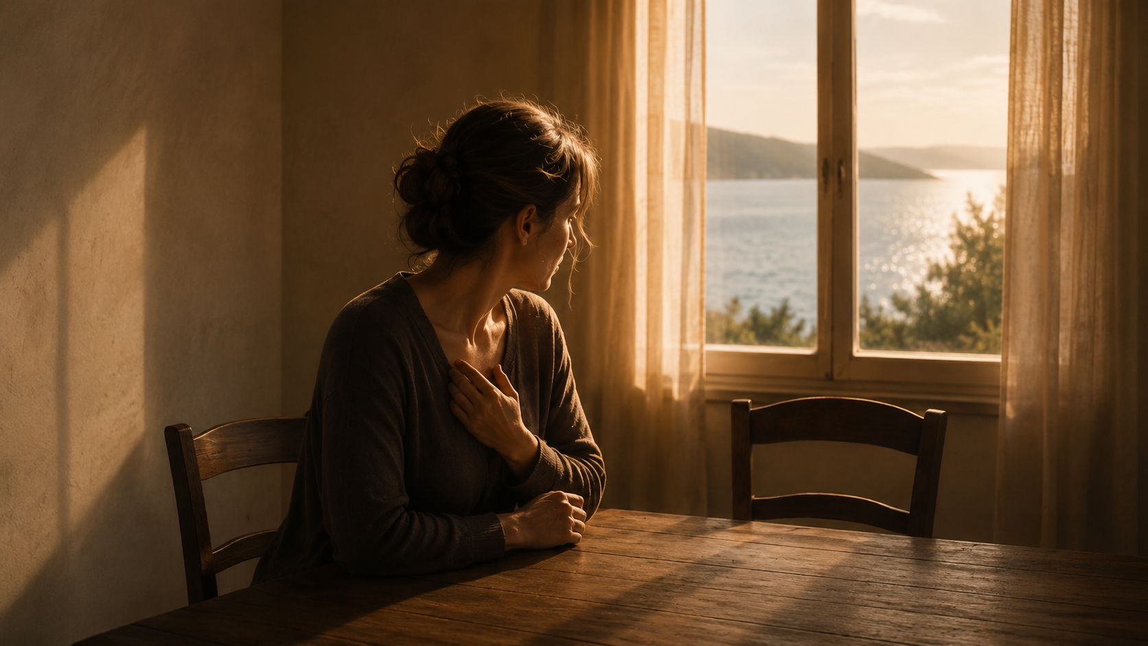 Frau am Tisch – Angst vor Liebesverlust und innere Bindungslogik